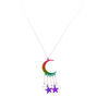 Pendentif croissant de lune et &eacute;toiles m&eacute;tallis&eacute;es arc-en-ciel,