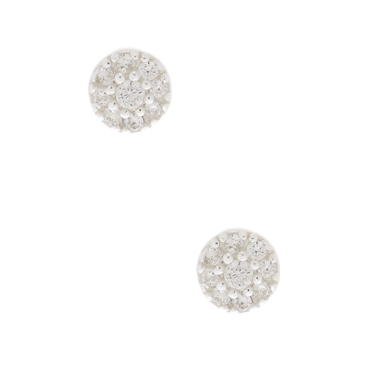 Claire's Clous d'oreille ronds 4 mm en zircon cubique d'imitation couleur argenté