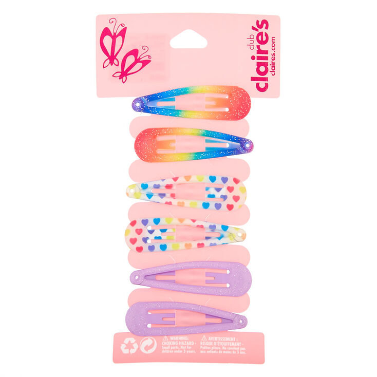 Claire's Lot de 6 barrettes clic clac arc-en-ciel du Club Claire's