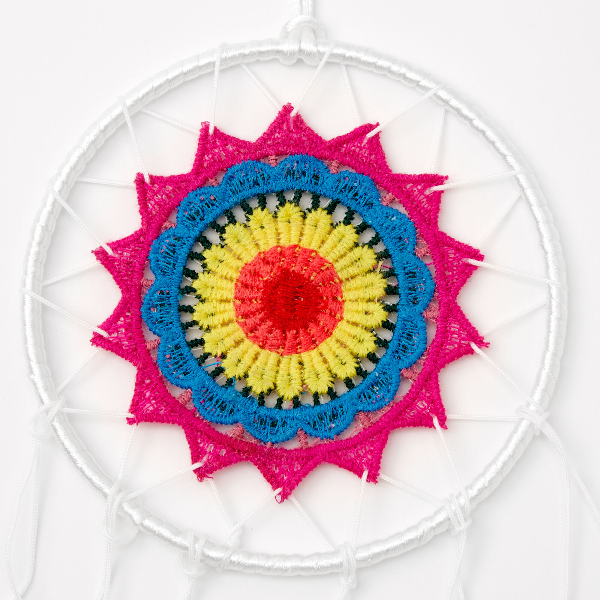 Rainbow Feather Dreamcatcher Wall Art - White,