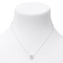 Silver-tone Cubic Zirconia Round Halo Pendant Necklace,