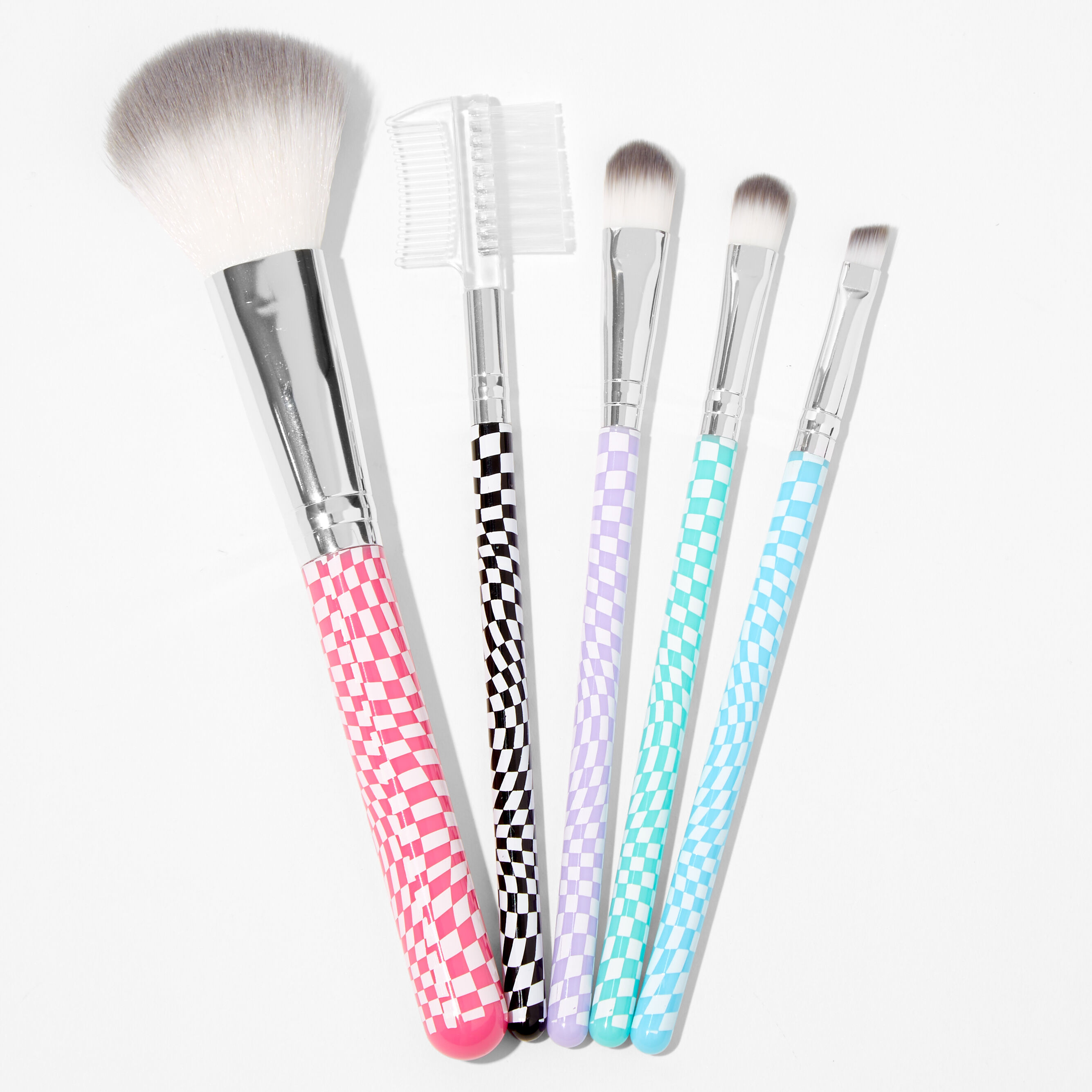 Pastel Checkered Makeup Brushes (5 pack),