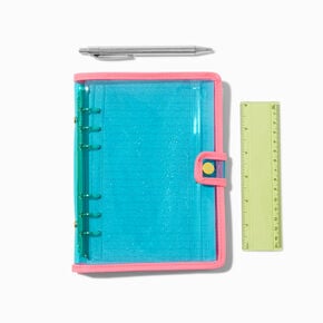 Blue Glitter Clear Spiral Notebook Set,