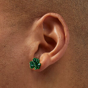 St. Patrick&#39;s Day Glitter Shamrock Stud Earrings,