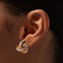 Clous d&#39;oreilles &agrave; clip n&oelig;ud nou&eacute; perle d&#39;imitation et strass couleur dor&eacute;e,