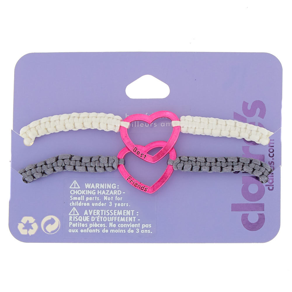 Best Friends Heart Charm Bracelets Pink 2 Pack Claire s
