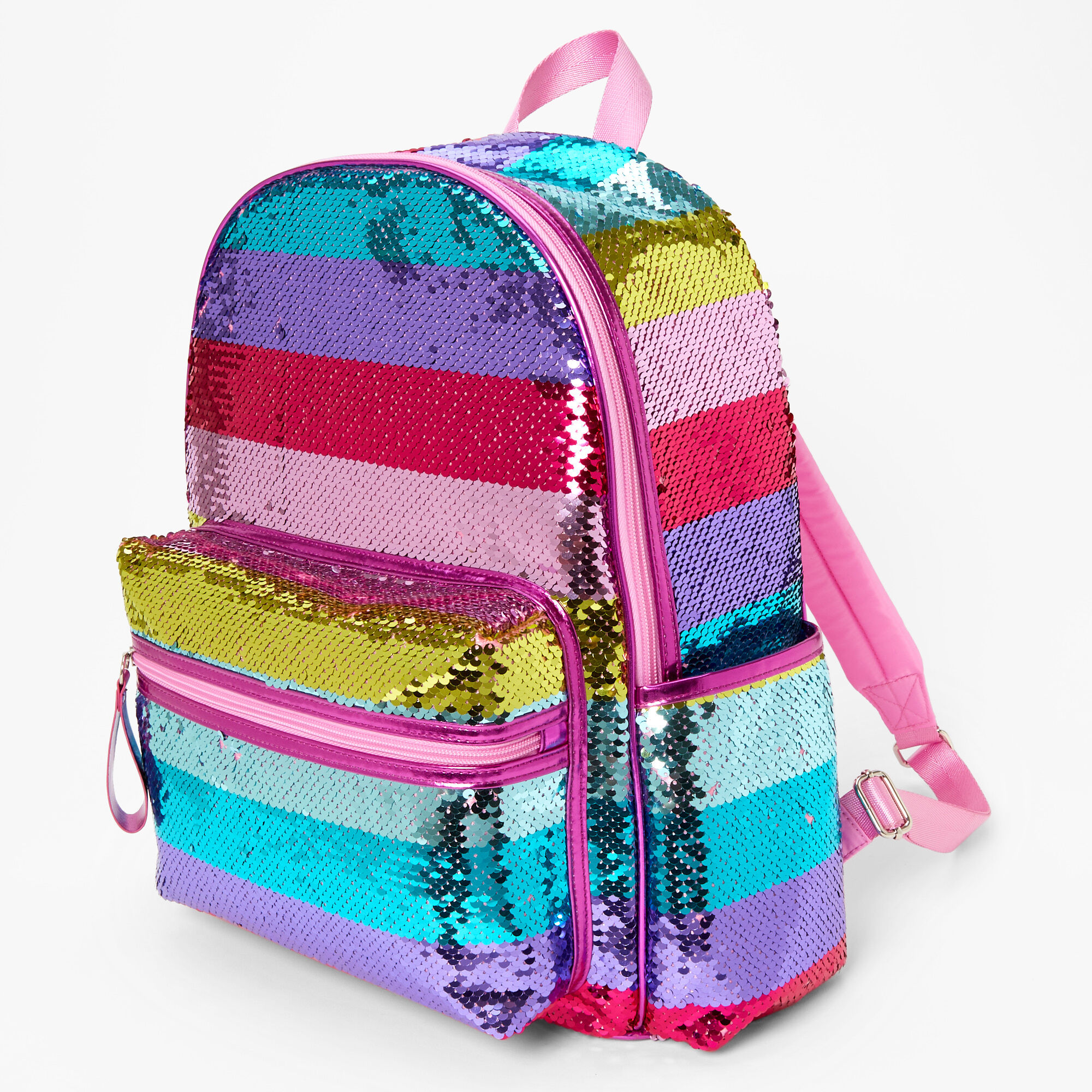Claire's Sac à dos à rayures à sequins arc-en-ciel