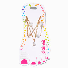 Claire&#39;s Club Gold Floral Anklets - 3 Pack,