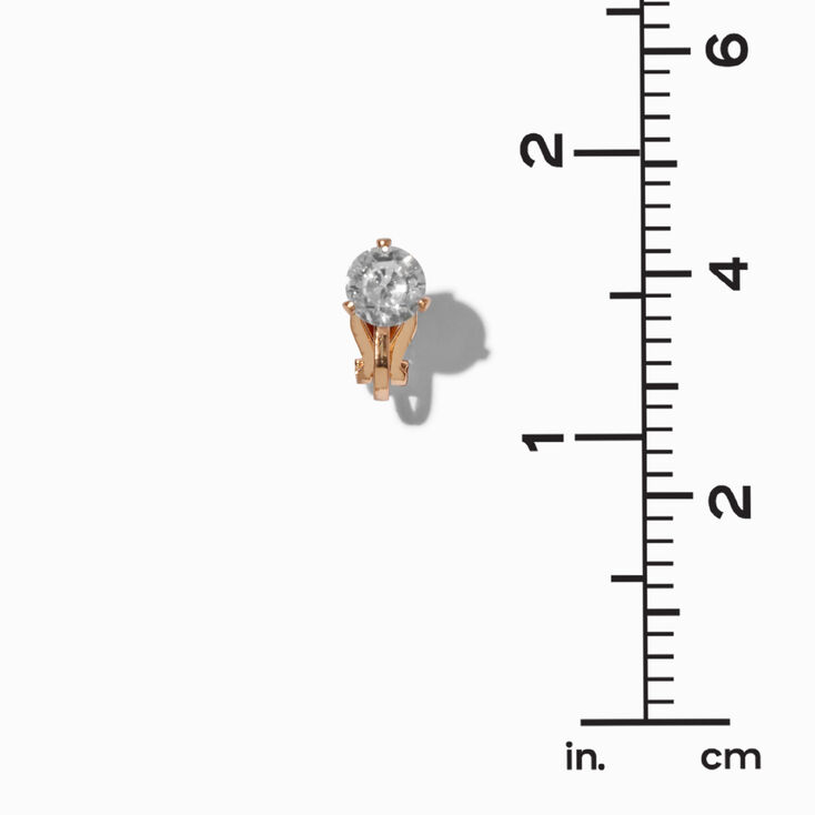 Gold-tone Cubic Zirconia Round 7mm Clip-On Stud Earrings,