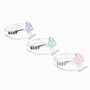 Best Friends Enamel Mushrooms Adjustable Rings - 3 Pack,