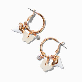 Gold-tone Butterfly &amp; Faux Shark Tooth Hoop Earrings ,