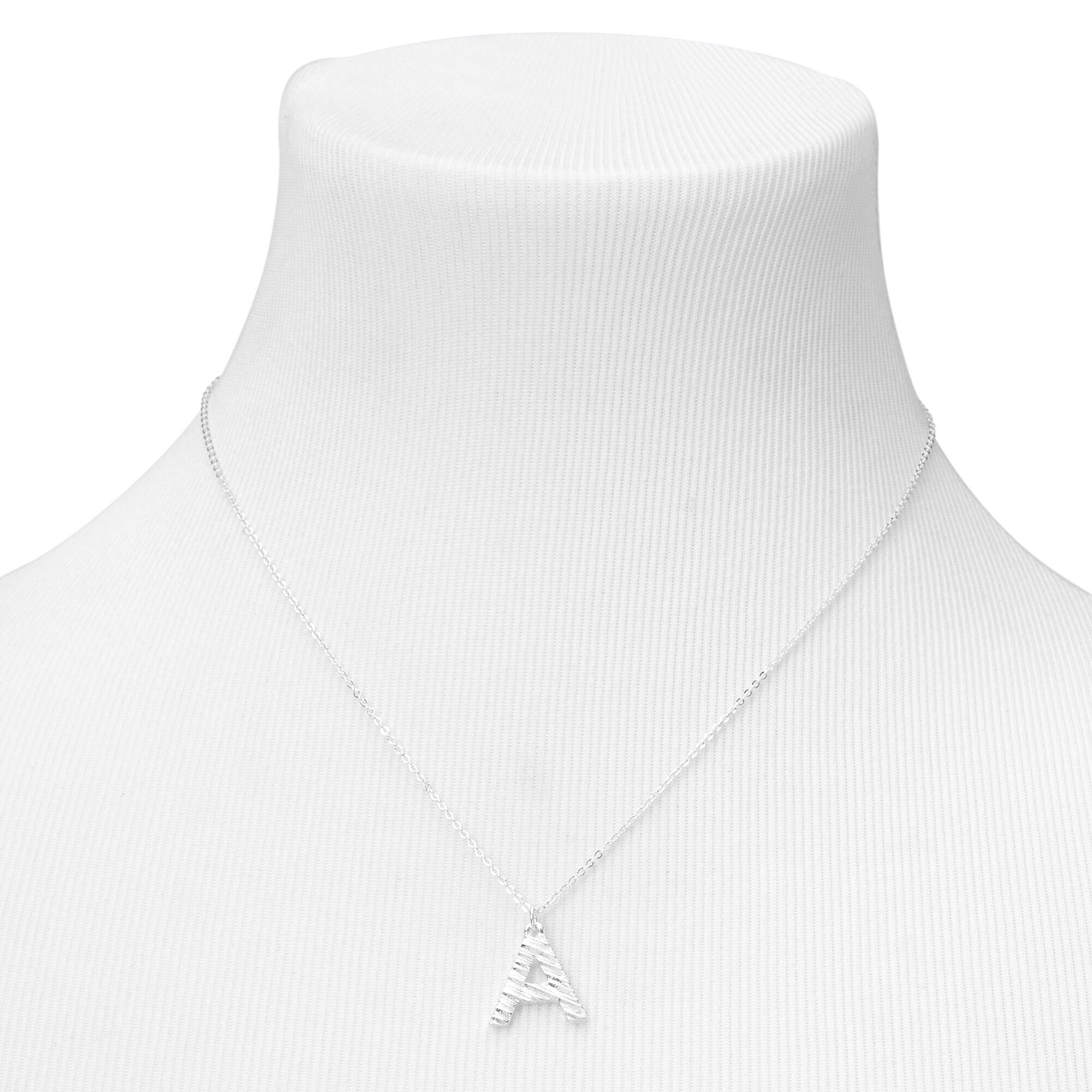 Silver Ridge Initial Pendant Necklace - A,