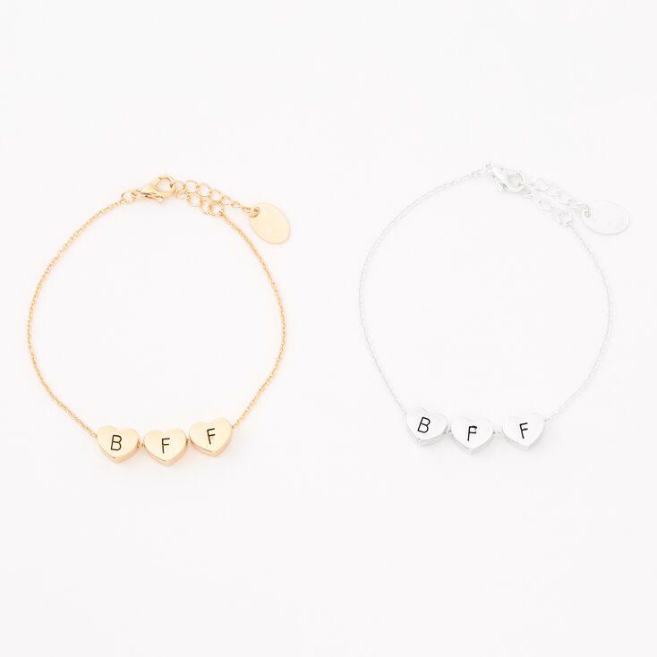 Bracelets d&rsquo;amiti&eacute; cha&icirc;ne c&oelig;ur en m&eacute;taux mixtes - Lot de 2,