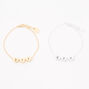 Bracelets d&rsquo;amiti&eacute; cha&icirc;ne c&oelig;ur en m&eacute;taux mixtes - Lot de 2,
