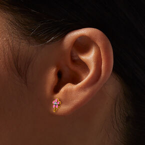 C LUXE by Claire&#39;s 18kt Gold Plated Pink Flower Stud Earrings,