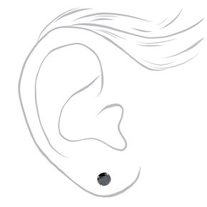 Stainless Steel 5mm Black Cubic Zirconia Studs Ear Piercing Kit with Ear Care Solution,