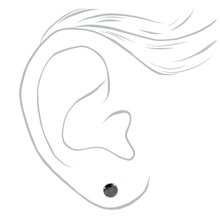 Stainless Steel 5mm Black Cubic Zirconia Studs Ear Piercing Kit with Ear Care Solution,