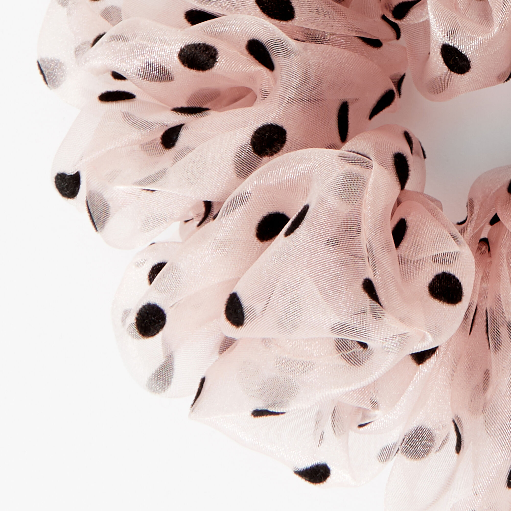 Giant Sheer Polka Dot Hair Scrunchie - Blush Pink,