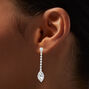 Silver-tone Rhinestone Leaf Statement Necklace &amp; Earrings Set,