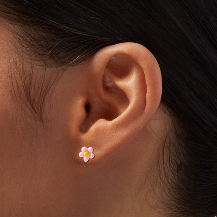 Pink Daisy Stud Earrings,