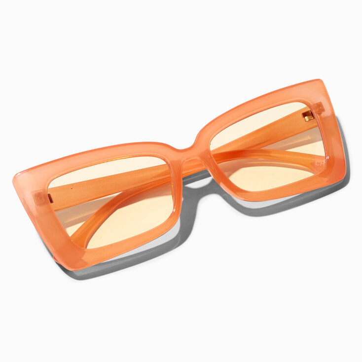 Solar Blue Light Reducing Orange Rectangular Cat Eye Clear Lens Frames,