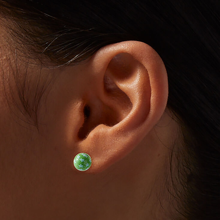 Star Print Ball Stud Earrings - 6 Pack,