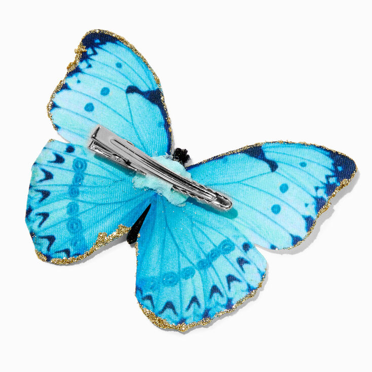 Barrette papillon bleue,