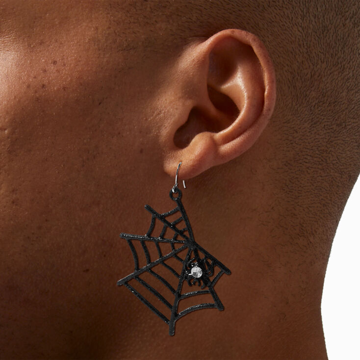 Rhinestone Spider Web 2&quot; Drop Earrings,