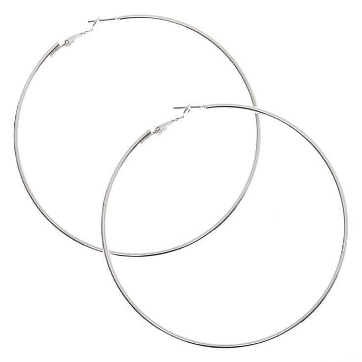 Icing Silver Thin Hoop Earrings