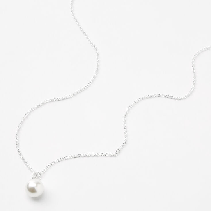 Collier &agrave; pendentif perle d&#39;imitation unique couleur argent&eacute;e,