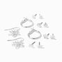 Silver Leaf &amp; Flower Earrings Set - 6 Pack,