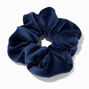 Medium Navy Blue Velvet Ribbed Hair Scrunchie,