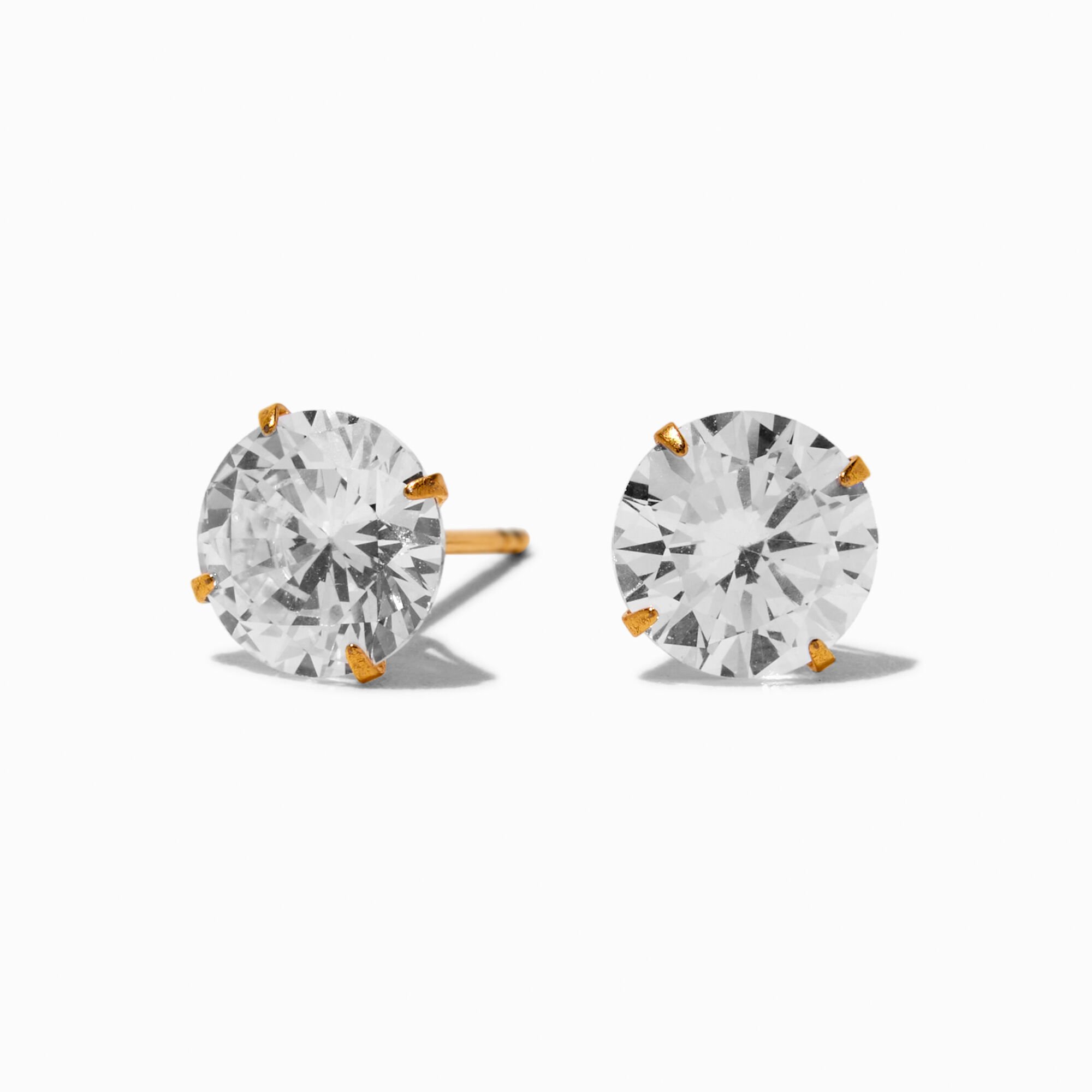 Clous d’oreilles ronds zircon cubique en titane couleur dorée C LUXE by Claire’s,