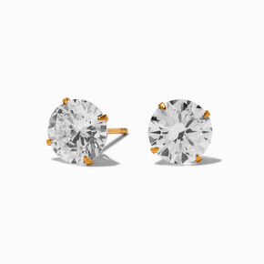 Clous d&rsquo;oreilles ronds zircon cubique en titane couleur dor&eacute;e C LUXE by Claire&rsquo;s,