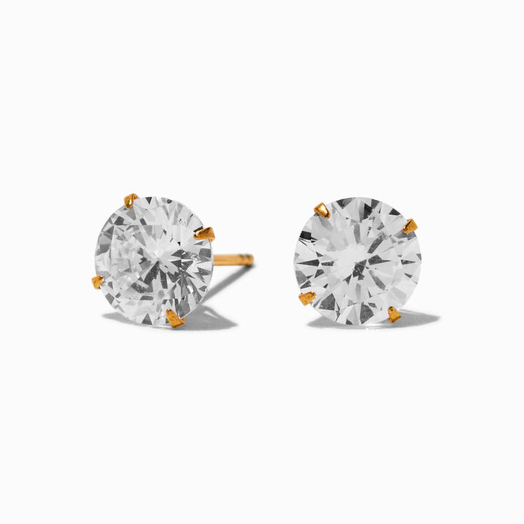 C LUXE by Claire&#39;s Gold-tone Titanium Cubic Zirconia Round Stud Earrings,