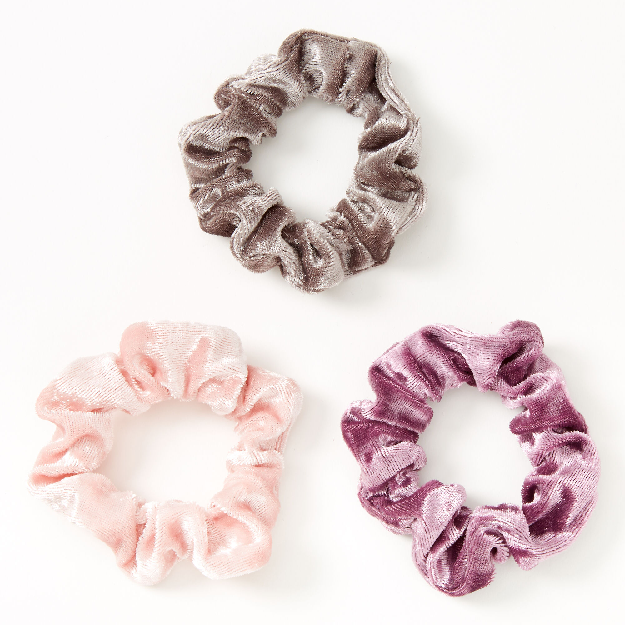 Claire's Club Small Velvet Dusty Purples Hair Scrunchies - 3 Pack,
