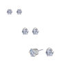 Silver-tone Cubic Zirconia 5mm, 6mm, &amp; 7mm Round Stud Earrings - 3 Pack ,