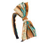 Teal And Tan Aztec Wire Bow Headband,