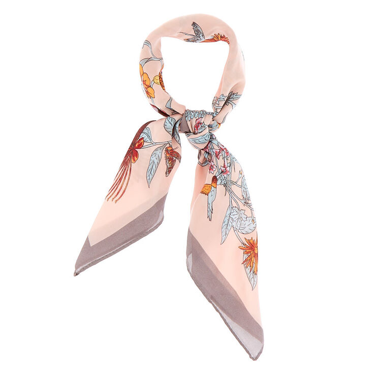 Bandeau bandana soyeux p&eacute;tales de cerisier rose,