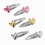 Metallic Puffy Heart Snap Hair Clips - 6 Pack,