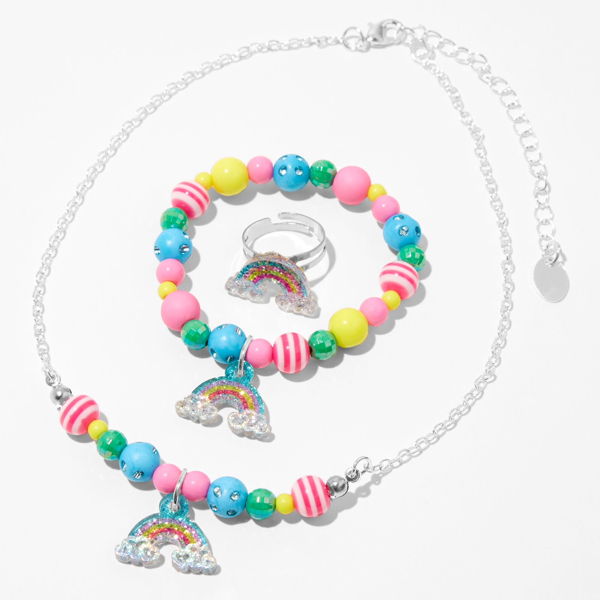 View Claires Club Rainbow Jewelry Set 3 Pack Silver information