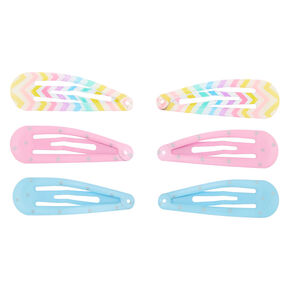 Lot de 6&nbsp;barrettes clic clac arc-en-ciel &agrave; motifs pastel du Claire&#39;s&nbsp;Club,