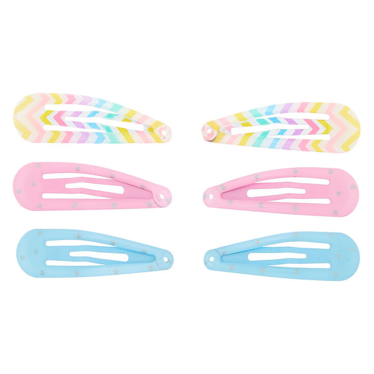 Lot de 6&nbsp;barrettes clic clac arc-en-ciel &agrave; motifs pastel du Claire&#39;s&nbsp;Club,