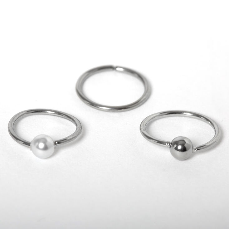 Silver 20G Beaded Nose Rings 3 Pack Claire's US