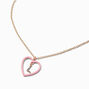 Pink Heart Initial Pendant Necklace - L,
