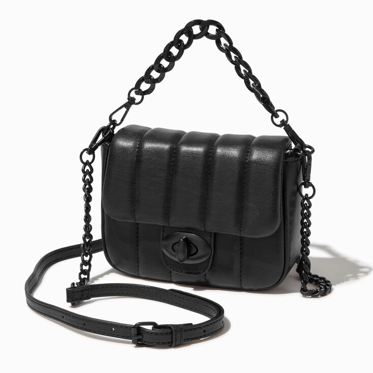 Black Chunky Chain Dual Strap Crossbody Bag
