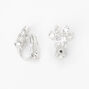 Silver-tone Cubic Zirconia 10mm Paw Print Clip-On Earrings,