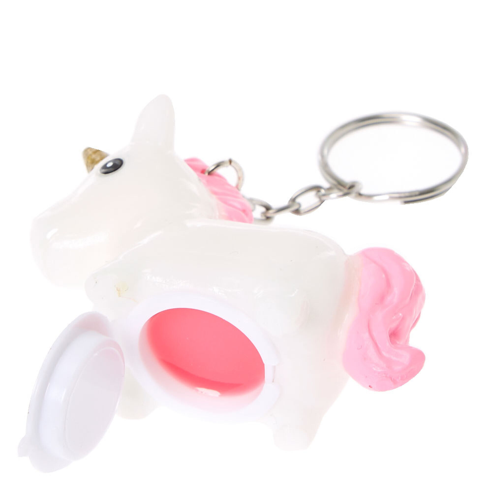 Claire S Club Ariella The Unicorn Lip Gloss Keyring White Claire S