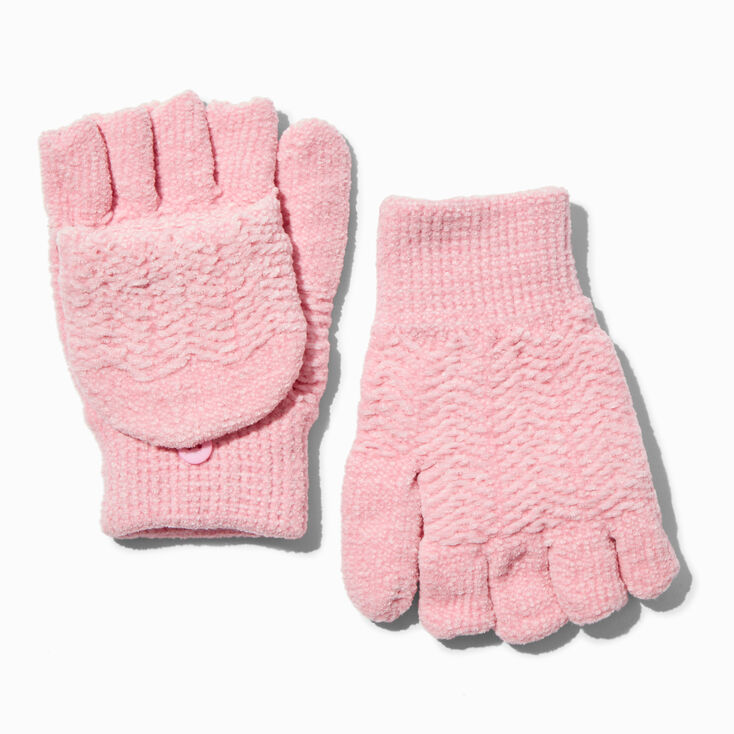 Gants convertibles rose clair,