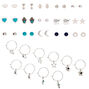 Silver Celestial Hamsa Mixed Earring Set - Turquoise, 20 Pack,